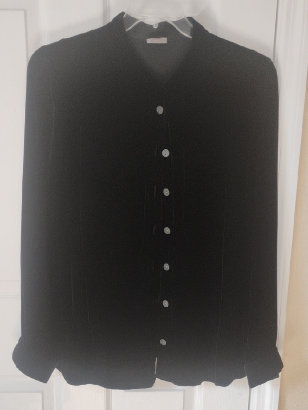 J. Jill Velvet Black Button-Up Blouse Size XL Rayon/Silk